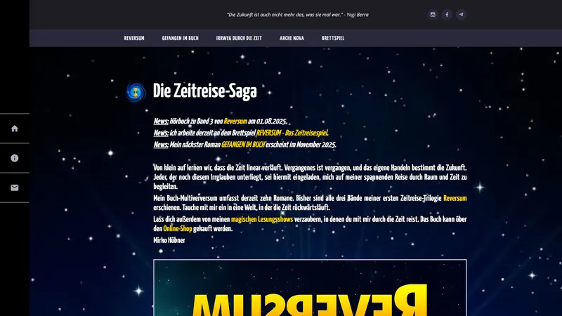 Vorschaubild für Autoren-Website für die Zeitreise-Saga – TYPO3 & stimmungsvolles Design